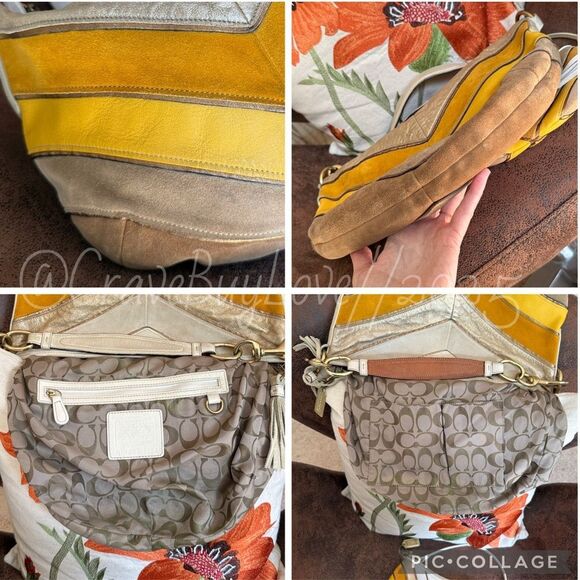 COACH SOHO CHEVRON HOBO w/MATCHING WRISTLET SET SUEDE LEATHER 2005 3664 GVUC - Picture 14 of 17